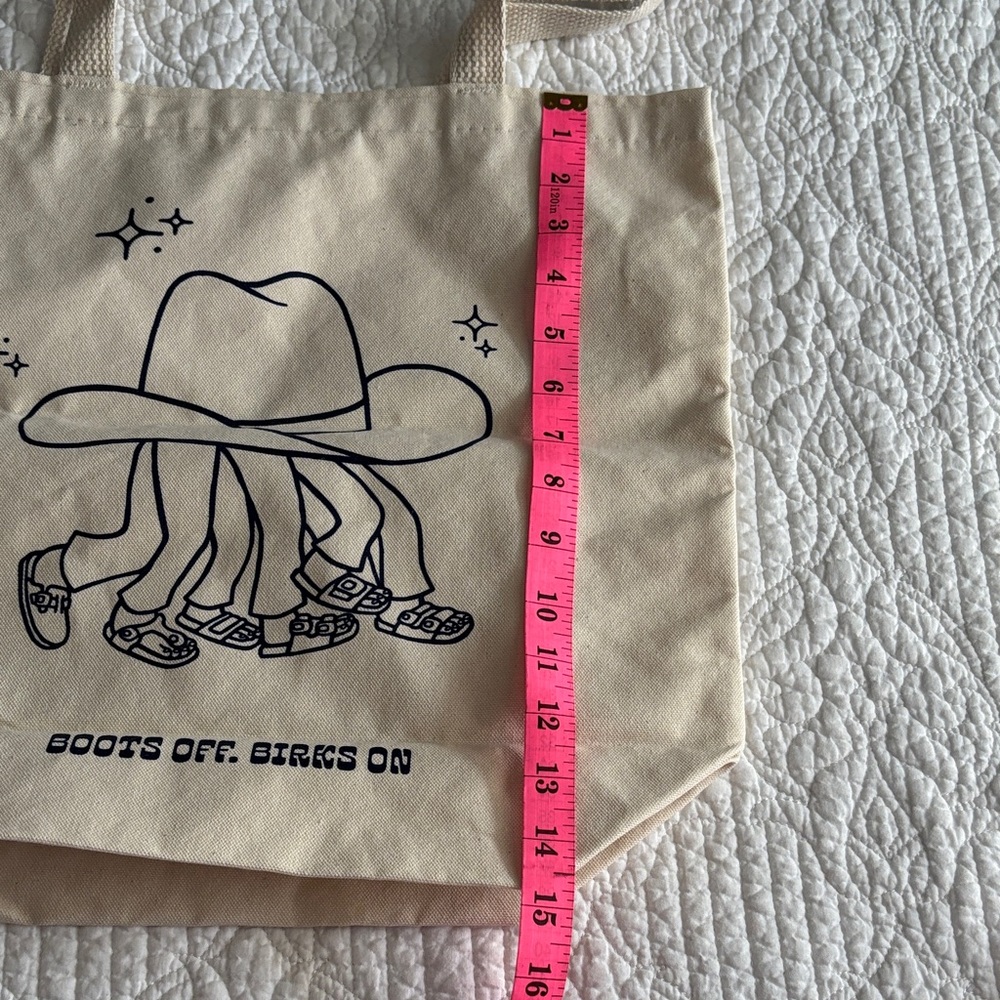Birkenstock Houston NWOT”BOOTS OFF.BIRKS ON” Natural Canvas Tote - Picture 6 of 10